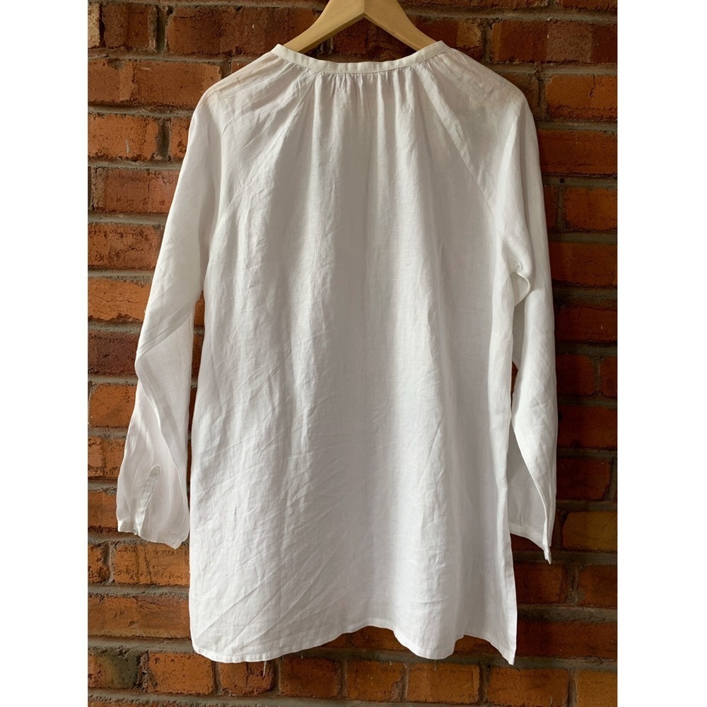 Eileen Fisher 100% Irish Linen Mandarin Collar Button Down Tunic - Picture 3 of 8